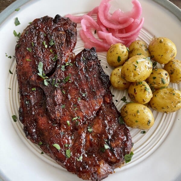 grilled pork steak