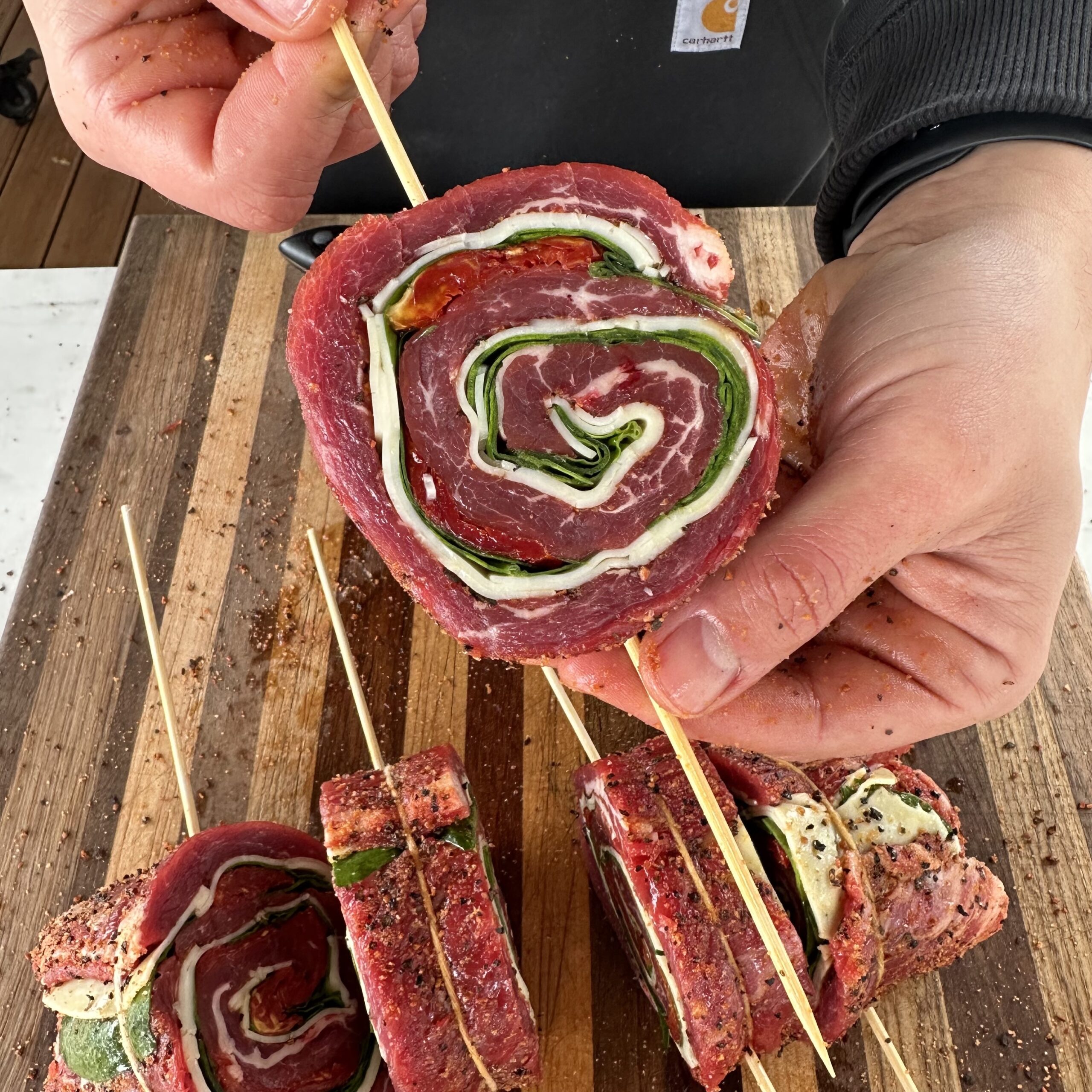Steak pinwheel layers